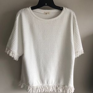 Roolee white fringe top